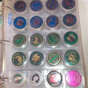 Assorted pogs and milk caps